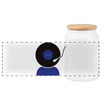 Tête de disque vinyle - Boîte à biscuits avec couvercle en bois - blanc - Devant
