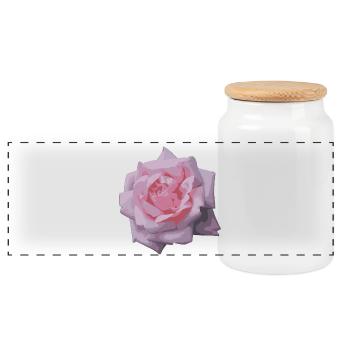 rose - Panoramic Cookie Jar with Wooden Lid - white - Front