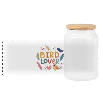 Amoureux des oiseaux - Boîte à biscuits avec couvercle en bois - blanc - Devant
