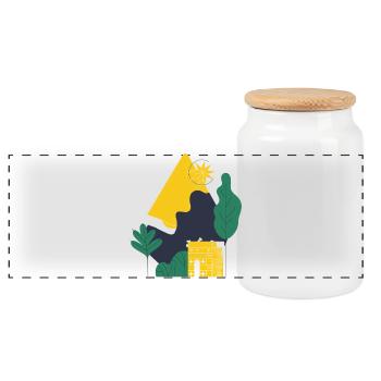 Abstract Desert Landscape - Panoramic Cookie Jar with Wooden Lid - white - Front