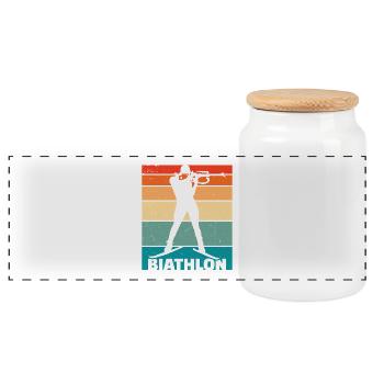 Biathlon - Panoramic Cookie Jar with Wooden Lid - white - Front