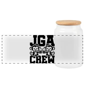 Jga Crew Junggesellenabschied Affe - Panorama Keksdose mit Holzdeckel - Weiß - Vorne
