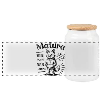 Matura 2026 - Bin halt ein Fuchs - Panorama Keksdose mit Holzdeckel - Weiß - Vorne