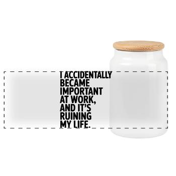 Accidentellement important au travail - Boîte à biscuits avec couvercle en bois - blanc - Devant