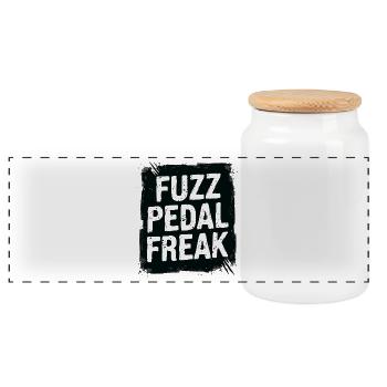 Fuzz Pedal Freak – Gitarren Sound Statement - Panorama Keksdose mit Holzdeckel - Weiß - Vorne