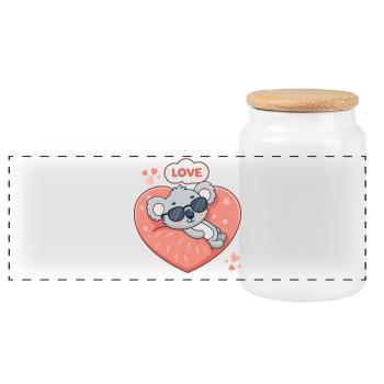 Koala Love Allongé Sur Cœur Rose - Boîte à biscuits avec couvercle en bois - blanc - Devant