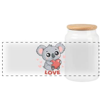 Koala Coeur Amoureux - Boîte à biscuits avec couvercle en bois - blanc - Devant