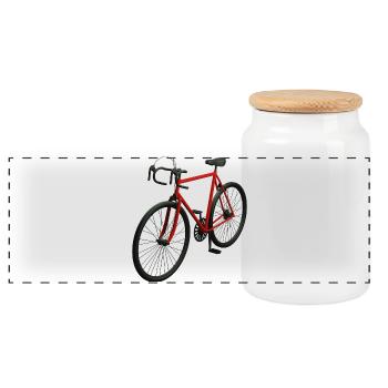 Vélo de route rétro - Boîte à biscuits avec couvercle en bois - blanc - Devant