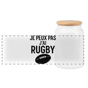Je peux pas j'ai rugby - Boîte à biscuits avec couvercle en bois - blanc - Devant