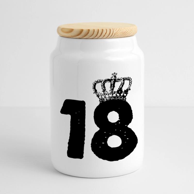 18 Crowns Panoramic Cookie Jar with Wooden Lid