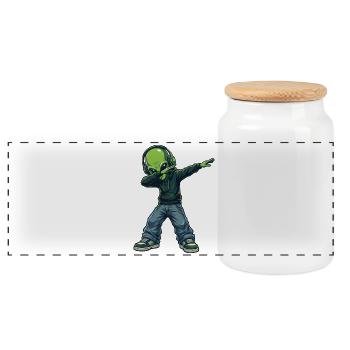 Extraterrestre en dab – Motif de dessin animé de science-fiction drôle - Boîte à biscuits avec couvercle en bois - blanc - Devant