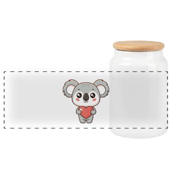 Koala Coeur Doux - Boîte à biscuits avec couvercle en bois - blanc - Devant