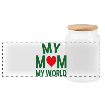 Meine Mutter Meine Welt Liebes Herz - Panorama Keksdose mit Holzdeckel - Weiß - Vorne