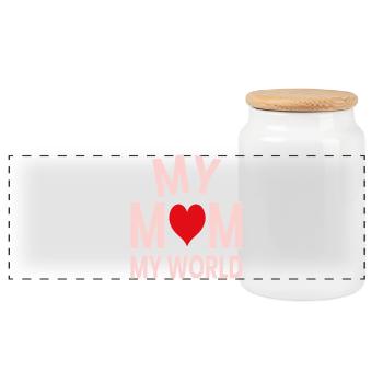Ma mère, mon monde - Boîte à biscuits avec couvercle en bois - blanc - Devant
