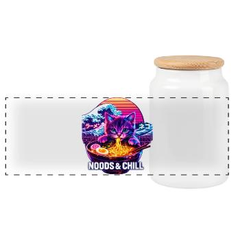Kanagawa Wave Ramen Bowl Kawaii Japanese - Panorama Keksdose mit Holzdeckel - Weiß - Vorne