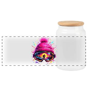 Skier Retro Ski Goggles Après Ski Gift - Boîte à biscuits avec couvercle en bois - blanc - Devant