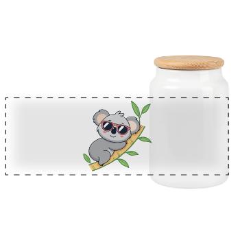 Trendiger Koala mit roten Brillen - Panorama Keksdose mit Holzdeckel - Weiß - Vorne