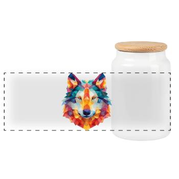 Wolf - Panorama Keksdose mit Holzdeckel - Weiß - Vorne