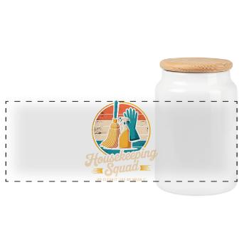 Funny Cleaning Design - Panoramic Cookie Jar with Wooden Lid - white - Front