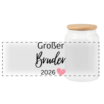 Grand Frère 2026 - Boîte à biscuits avec couvercle en bois - blanc - Devant