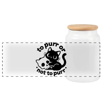 Ronronner ou ne pas ronronner | Diction du chat noir - Boîte à biscuits avec couvercle en bois - blanc - Devant