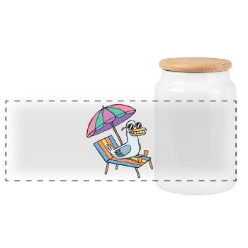 Seagull part en vacances - Boîte à biscuits avec couvercle en bois - blanc - Devant