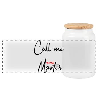 Master 2026 Graduation Graduation - Panoramic Cookie Jar with Wooden Lid - white - Front