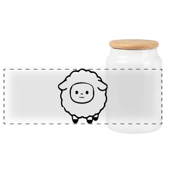 Sheep Sheep Lamb - Panoramic Cookie Jar with Wooden Lid - white - Front