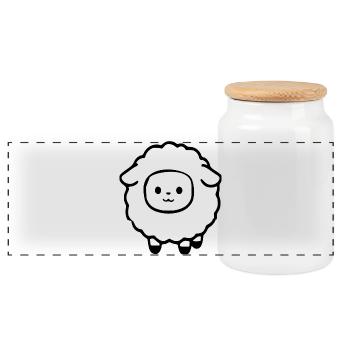 Sheep Sheep Lamb - Panoramic Cookie Jar with Wooden Lid - white - Front