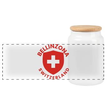 Bouclier de Bellinzone Drapeau suisse - Boîte à biscuits avec couvercle en bois - blanc - Devant