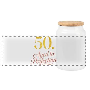 50th Birthday Aged To Perfection - Panorama Keksdose mit Holzdeckel - Weiß - Vorne