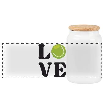 Tennis Lover - Panoramic Cookie Jar with Wooden Lid - white - Front