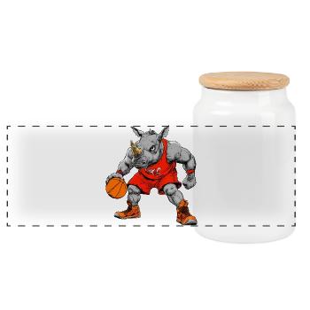 Rhinos Basketball Player / Baller - Panoramic Cookie Jar with Wooden Lid - white - Front