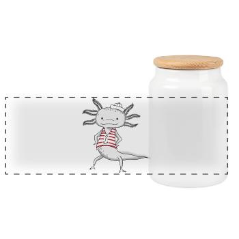 Axolotl Sailor - Panoramic Cookie Jar with Wooden Lid - white - Front