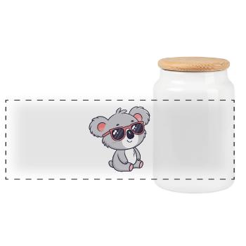Koala Cool Pink Brille - Panorama Keksdose mit Holzdeckel - Weiß - Vorne