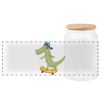 cool skater KROKO - Panoramic Cookie Jar with Wooden Lid - white - Front
