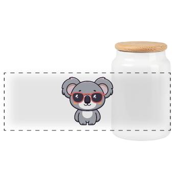 Koala mignon lunettes rose rétro - Boîte à biscuits avec couvercle en bois - blanc - Devant