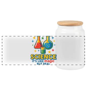 Science It's Like Magic But Real - Panoramic Cookie Jar with Wooden Lid - white - Front