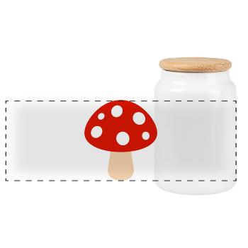 mushroom - Panoramic Cookie Jar with Wooden Lid - white - Front