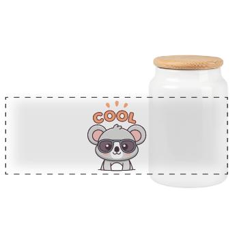 Koala Cool mit dunkler Brille - Panorama Keksdose mit Holzdeckel - Weiß - Vorne