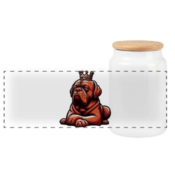 Bordeaux Mastiff Bordeaux's Bordeaux Mastiff owner - Panoramic Cookie Jar with Wooden Lid - white - Front