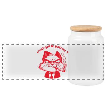 C'est qui la patron ? - Boîte à biscuits avec couvercle en bois - blanc - Devant