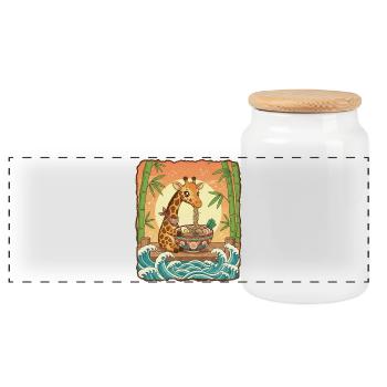 Nouilles ramen girafes de kawaï - Boîte à biscuits avec couvercle en bois - blanc - Devant