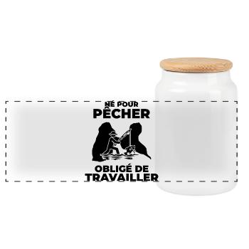 Guadeloupe Fischer Geschenk – Gwada Fischer T-Shirt - Panorama Keksdose mit Holzdeckel - Weiß - Vorne