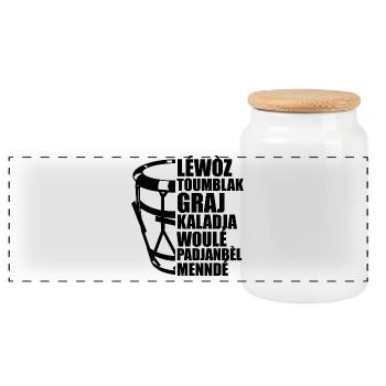 Gwoka Guadeloupe Gift - Gwoka Gwada T-Shirt - Panoramic Cookie Jar with Wooden Lid - white - Front