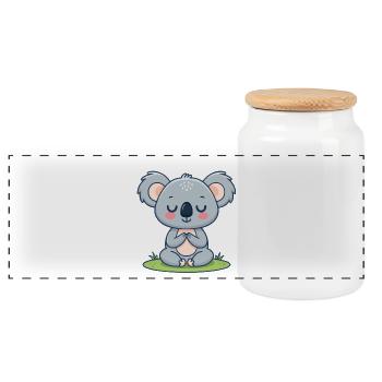 Koala zen en méditation - Boîte à biscuits avec couvercle en bois - blanc - Devant