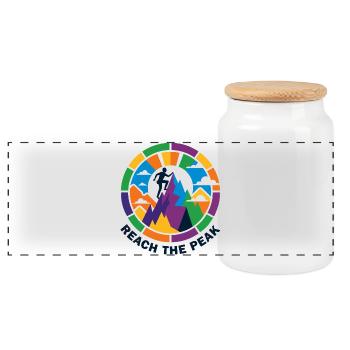 Colorful Summit Storm Mountaineer Climber Summit - Panoramic Cookie Jar with Wooden Lid - white - Front
