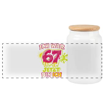 67 six sept j’avais 6 ans maintenant 7 ans - Boîte à biscuits avec couvercle en bois - blanc - Devant
