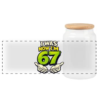 67 six sept j’avais 6 ans maintenant 7 ans - Boîte à biscuits avec couvercle en bois - blanc - Devant