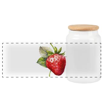 Strawberry Watercolor Freshness - Panoramic Cookie Jar with Wooden Lid - white - Front